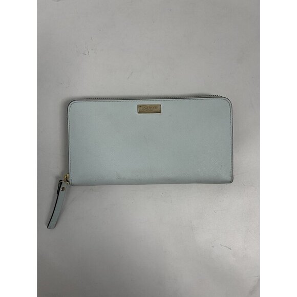 Kate Spade Zip Around Wallet Light Blue Leather Accessories Purse Designer Long - Picture 10 of 11